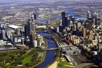 Melbourne CBD and Yarra River, Victoria, Australia | Obraz na stenu