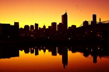 Melbourne CBD and Telstra Dome at Dawn, Victoria, Australia | Obraz na stenu