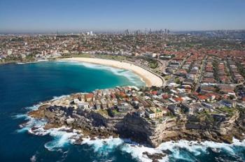 Australia, New South Wales, Sydney, Bondi Beach - aerial | Obraz na stenu