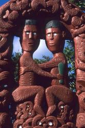 Native Maori, Wooden Tribal Statue, Maori Arts and Crafts Institute, New Zealand | Obraz na stenu