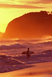 Surfer at Sunset, St Kilda Beach, Dunedin, New Zealand | Obraz na stenu