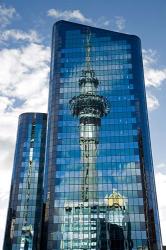 Reflection of Skytower in Office Building, Auckland, North Island, New Zealand | Obraz na stenu