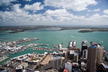 View of Waitemata Harbor from Skytower, Auckland, North Island, New Zealand | Obraz na stenu