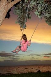 Girl, Rope Swing, Family Fun, Thames, New Zealand | Obraz na stenu