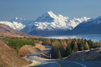 Road to Aoraki Mount Cook, Mackenzie Country, South Canterbury, South Island, New Zealand | Obraz na stenu