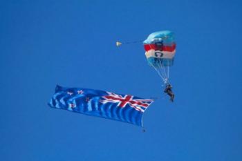RNZAF Sky Diving, New Zealand flag, Warbirds over Wanaka, South Island New Zealand | Obraz na stenu