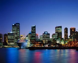 Skyline and Cruise Ship at Night, Sydney, Australia | Obraz na stenu