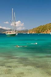 Snorkelers in idyllic cove, Norman Island, BVI | Obraz na stenu