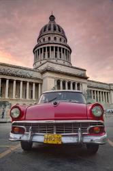 1950's era pink car,  Havana Cuba | Obraz na stenu