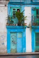 Cuba, Havana, Havana Vieja, Blue building | Obraz na stenu