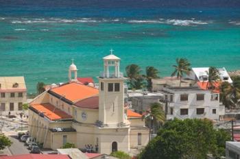 Town View and Church on Marie-Galante Island, Guadaloupe, Caribbean | Obraz na stenu