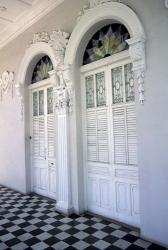 Historic District Doors with Stucco Decor and Tiled Floor, Puerto Rico | Obraz na stenu