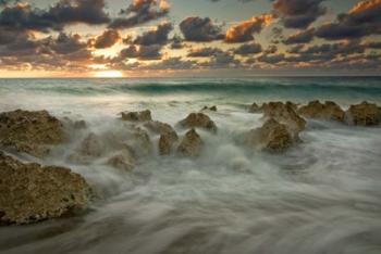 Cayman Islands, Waves near George Town, sunset, beach | Obraz na stenu