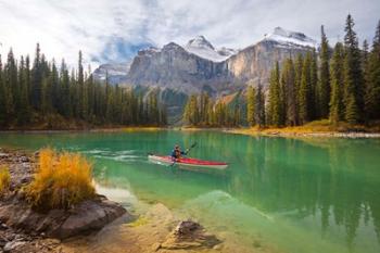 Kayaker on Maligne Lake, Jasper National Park, Alberta, Canada | Obraz na stenu