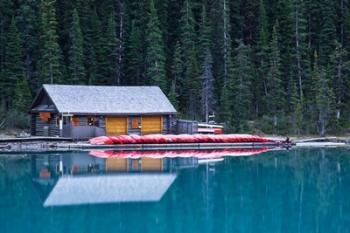 Canoe rental house on Lake Louise, Banff National Park, Alberta, Canada | Obraz na stenu