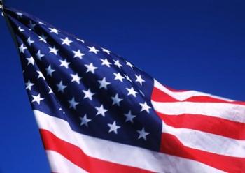 American Flag Waving in the Wind | Obraz na stenu
