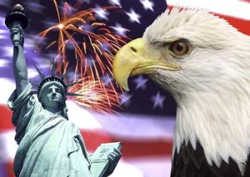 Fireworks by the Statue of Liberty | Obraz na stenu
