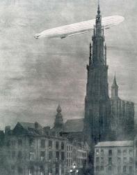WORLD WAR I (1914-1918) First German Zeppelin Over Antwerp | Obraz na stenu