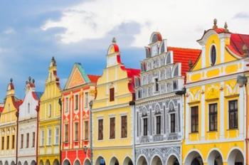 Europe, Czech Republic, Telc Colorful Houses On Main Square | Obraz na stenu