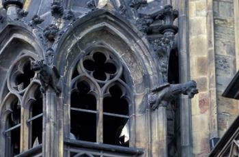 Castle Window and Gargoyle, Prague, Czech Republic | Obraz na stenu