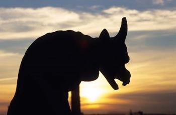 Chimera of Notre Dame Cathedral at Sunset | Obraz na stenu