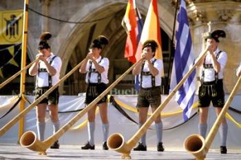 Men Playing Alphorn, Munich, Germany | Obraz na stenu