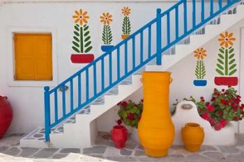 Flowers and colorful pots, Chora, Mykonos, Greece | Obraz na stenu