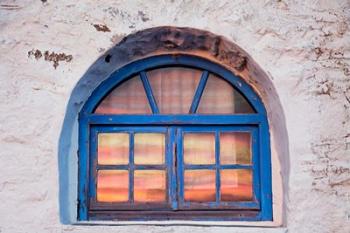 Window with sunset reflection, Mykonos, Greece | Obraz na stenu