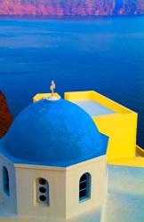 Beautiful Church with Blue Roof, Oia, Santorini, Greece | Obraz na stenu