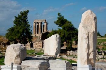 Greece, Corinth Doric Temple of Apollo Greece behind The Rostra | Obraz na stenu