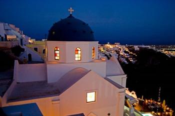 Evening Light on Church, Imerovigli, Santorini, Greece | Obraz na stenu