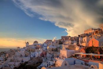 Greece, Santorini, Oia, Colorful Buildings | Obraz na stenu