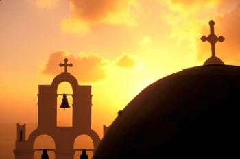 Kimisis Theotokov Church at Sunset, Thira, Santorini, Cyclades Islands, Greece | Obraz na stenu