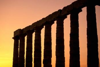Temple of Poseidon Columns at Sunset, Cape Sounion, Attica, Greece | Obraz na stenu