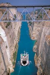 View of Corinth Canal, Corinthia, Corinth, Peloponnese, Greece | Obraz na stenu