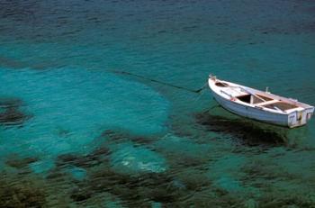 Boat in Harbor, Lakonian Mani, Areolopi, Peloponnese, Greece | Obraz na stenu