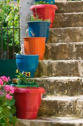 Staircase with Flower Planters, Fiskardo, Kefalonia, Ionian Islands, Greece | Obraz na stenu