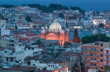 Waterfront View of Southern Harbor and Agios Therapon Church, Lesvos, Mytilini, Aegean Islands, Greece | Obraz na stenu