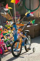 Bicycle Outside Toy Shop, Lesvos, Mytilini, Aegean Islands, Greece | Obraz na stenu