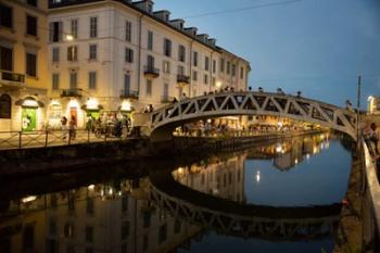 Italy, Lombardy, Milan Historic Naviglio Grande Canal Area Known For Vibrant Nightlife | Obraz na stenu