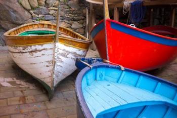 Italy, Riomaggiore Colorful Fishing Boats | Obraz na stenu