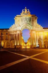 Portugal, Lisbon, Rua Augusta, Commerce Square With The Night Lights Of The City | Obraz na stenu