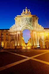 Portugal, Lisbon, Rua Augusta, Commerce Square With The Night Lights Of The City | Obraz na stenu