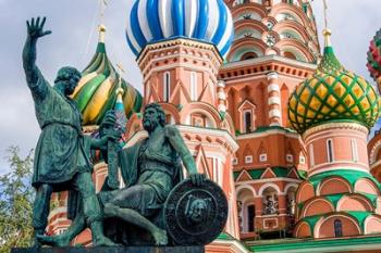 Monument To Minin And Pozharsky St Basil's Basilica Red Square Moscow, Russia | Obraz na stenu