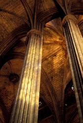 Columns and Ceiling of St Eulalia Cathedral, Barcelona, Spain | Obraz na stenu