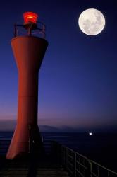 Spain, Teneriffe, Santa Cruz, Lighthouse, full moon | Obraz na stenu