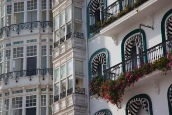 Spain, Castro-Urdiales, Harborfront Buildings | Obraz na stenu