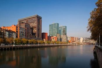 Spain, Bilbao, Zubizuri Bridge over Rio de Bilbao | Obraz na stenu