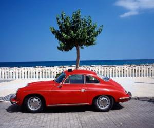 Porsche 356 on the beach, Altea, Alicante, Costa Blanca, Spain | Obraz na stenu