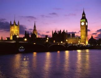 Big Ben, Houses of Parliament and the River Thames at Dusk, London, England | Obraz na stenu